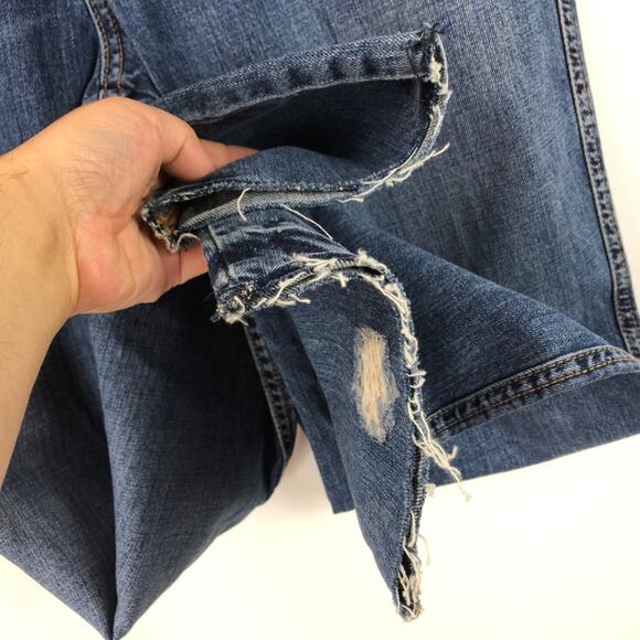 Free People 29 Womens Distressed Button-fly Released Hem Straight Denim Jeans - Picture 5 of 8